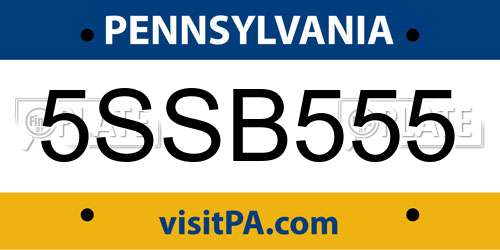 5SSB555 Pennsylvania License Plate