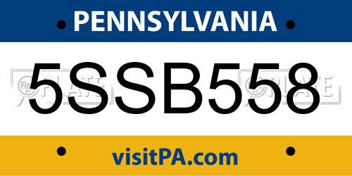 5SSB558 Pennsylvania License Plate
