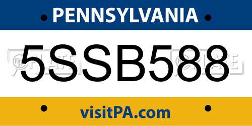 5SSB588 Pennsylvania License Plate