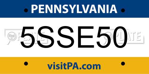 5SSE50 Pennsylvania License Plate
