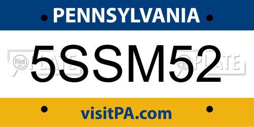5SSM52 Pennsylvania License Plate