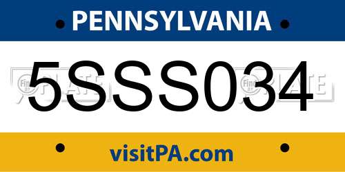 5SSS034 Pennsylvania License Plate