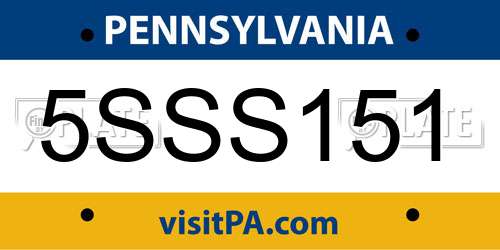 5SSS151 Pennsylvania License Plate