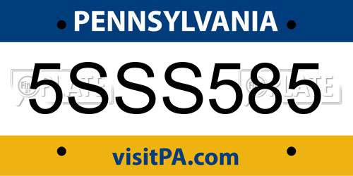 5SSS585 Pennsylvania License Plate
