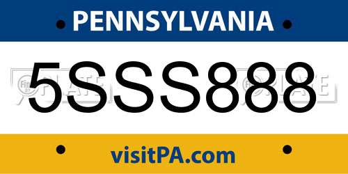 5SSS888 Pennsylvania License Plate