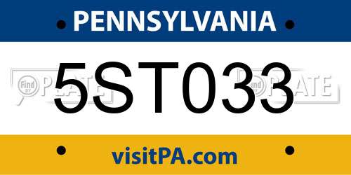 5ST033 Pennsylvania License Plate