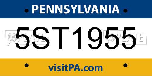 5ST1955 Pennsylvania License Plate