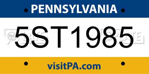 5ST1985 Pennsylvania License Plate