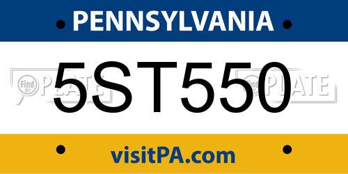 5ST550 Pennsylvania License Plate