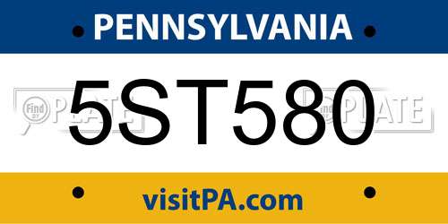 5ST580 Pennsylvania License Plate
