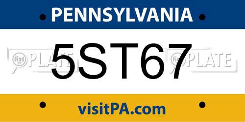 5ST67 Pennsylvania License Plate