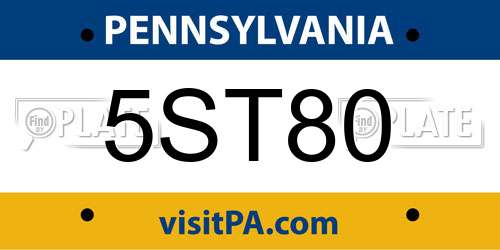 5ST80 Pennsylvania License Plate