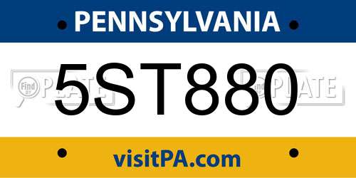 5ST880 Pennsylvania License Plate