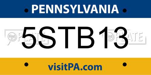 5STB13 Pennsylvania License Plate