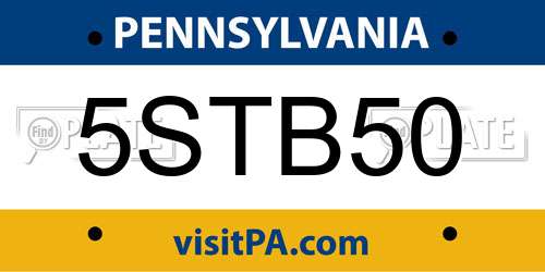 5STB50 Pennsylvania License Plate