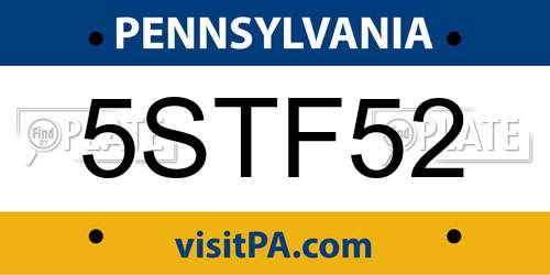 5STF52 Pennsylvania License Plate