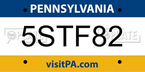 5STF82 Pennsylvania License Plate