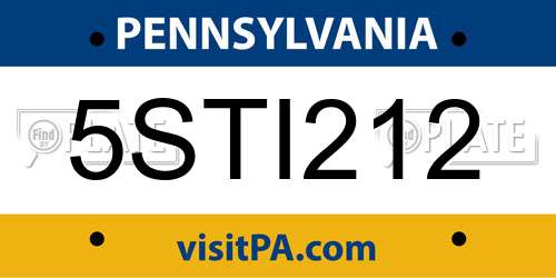 5STI212 Pennsylvania License Plate