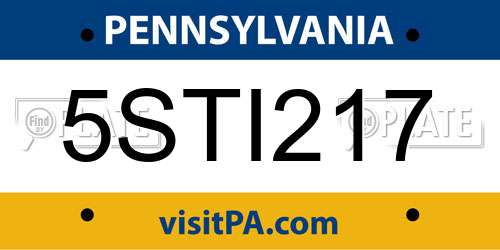 5STI217 Pennsylvania License Plate