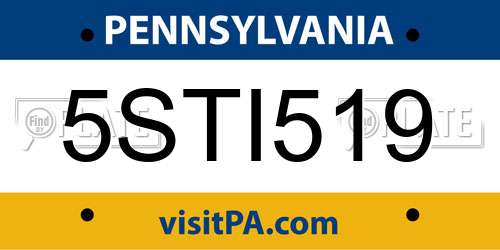 5STI519 Pennsylvania License Plate
