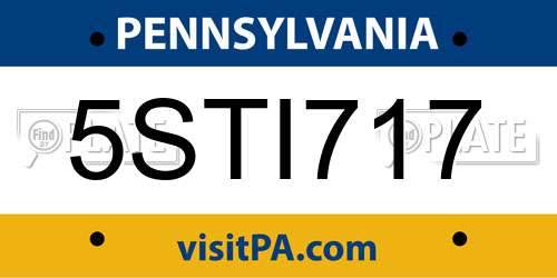 5STI717 Pennsylvania License Plate