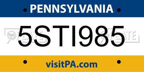 5STI985 Pennsylvania License Plate