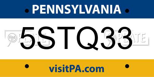 5STQ33 Pennsylvania License Plate