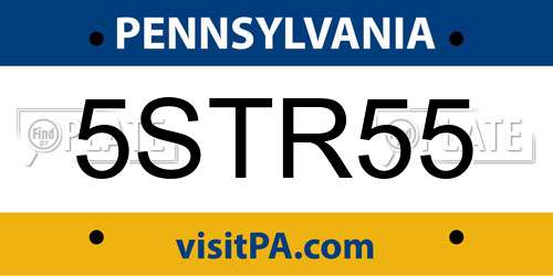 5STR55 Pennsylvania License Plate