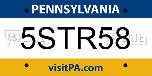 5STR58 Pennsylvania License Plate