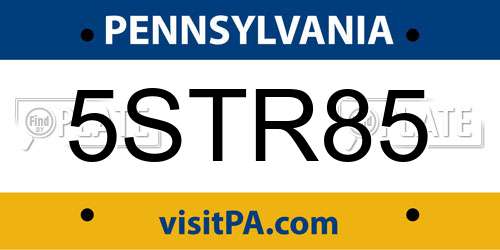 5STR85 Pennsylvania License Plate