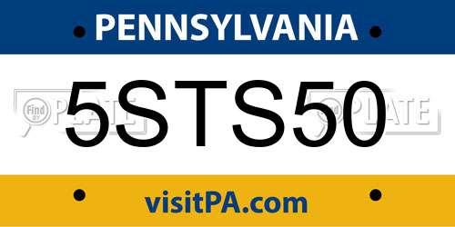 5STS50 Pennsylvania License Plate