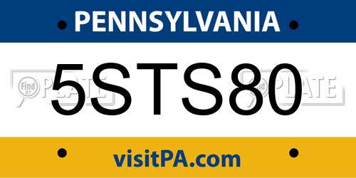 5STS80 Pennsylvania License Plate