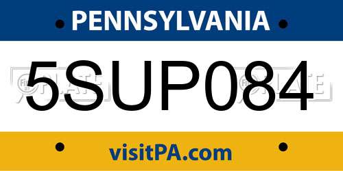 5SUP084 Pennsylvania License Plate