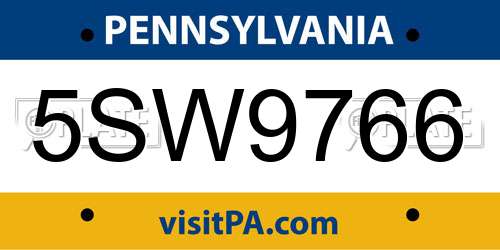 5SW9766 Pennsylvania License Plate