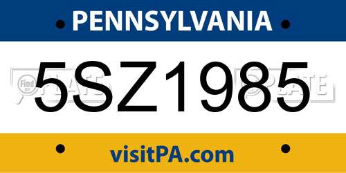 5SZ1985 Pennsylvania License Plate