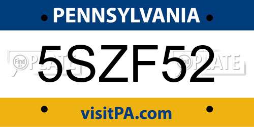 5SZF52 Pennsylvania License Plate