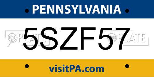 5SZF57 Pennsylvania License Plate