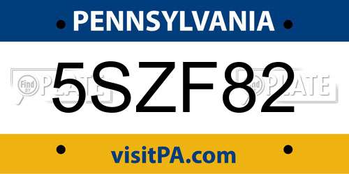 5SZF82 Pennsylvania License Plate