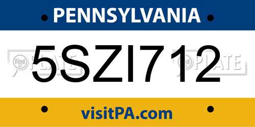 5SZI712 Pennsylvania License Plate