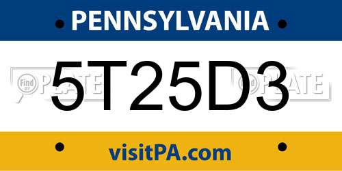 5T25D3 Pennsylvania License Plate