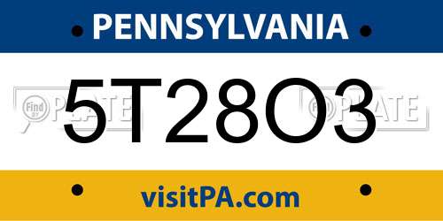 5T28O3 Pennsylvania License Plate