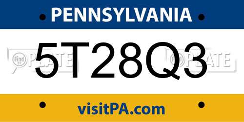 5T28Q3 Pennsylvania License Plate