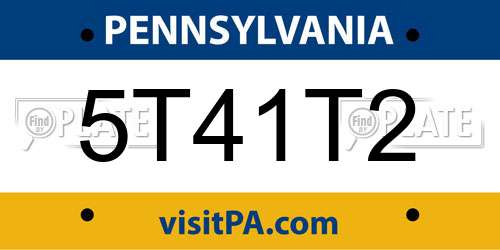 5T41T2 Pennsylvania License Plate