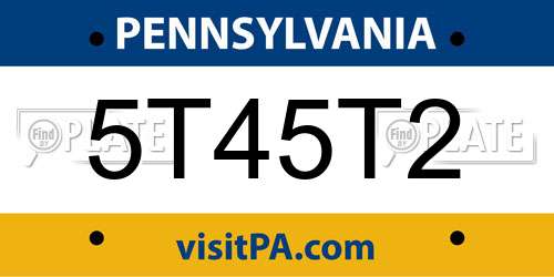 5T45T2 Pennsylvania License Plate