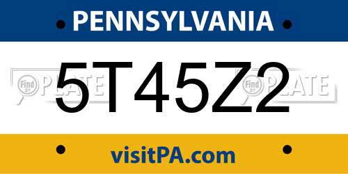 5T45Z2 Pennsylvania License Plate