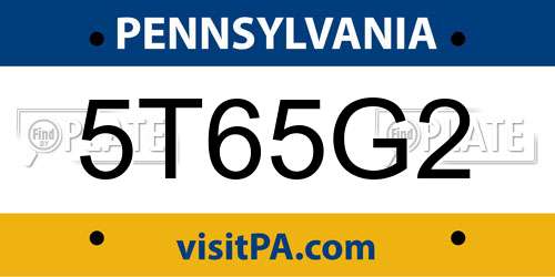 5T65G2 Pennsylvania License Plate