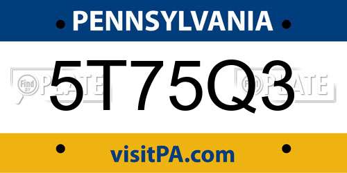 5T75Q3 Pennsylvania License Plate