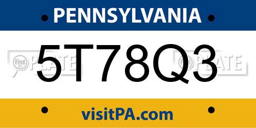 5T78Q3 Pennsylvania License Plate