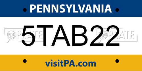 5TAB22 Pennsylvania License Plate