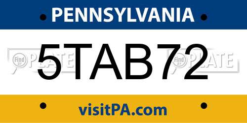 5TAB72 Pennsylvania License Plate